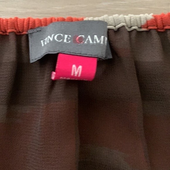 Vince CAMUTO Printed Boho Pattern Off Shoulder Long Sleeve Blouse Brown Medium - Picture 9 of 12